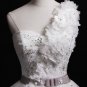 Flower One-Shoulder Bridal Gown Belt with Crystal Lace  A-Line Wedding Dress D2015722