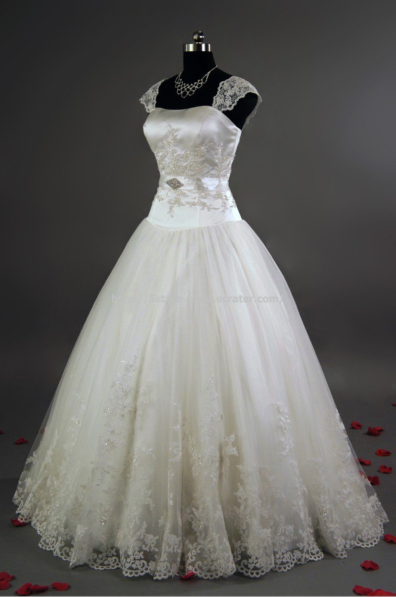 Square Weddign Dress Sleeveless Lace A-Line Bridal Dress Gowns D2015740