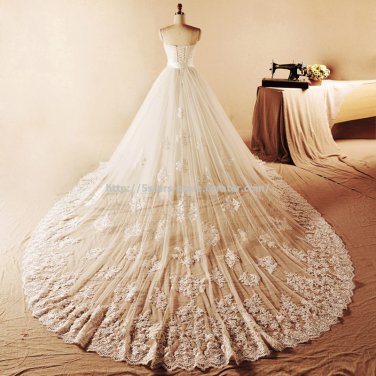 trapless Bridal Dresses Chapel Train Embroiidery Wedding Dresses D2015756