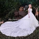 Strapless Bridal Dress Off-Shoulder Lace Monarch-Train Wedding Gown D2015766