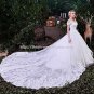 Strapless Bridal Dress Off-Shoulder Lace Monarch-Train Wedding Gown D2015766