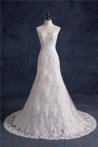 Mermaid Wedding Dresses With Jacket Beaded Lace Vintage Wedding Dress D2015786