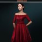Off-shoulder Wedding Dress 12 Sleeve Embroidery Knee-Length A-Line Bridal Gowns D2015847