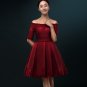 Off-shoulder Wedding Dress 12 Sleeve Embroidery Knee-Length A-Line Bridal Gowns D2015847