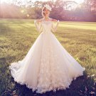 Off-Shoulder Wedding Dress Long Sleeve Monarch-Train Bridal Dresses D2015849