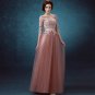 Scoop Neck Bridal Dress 12 Sleeve Lace Appliqued Sweep-Train Formal Wedding Gown D2015854