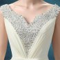 V-Neck Crystal Wedding Dress Sleeveless Lace-up Sweep-Train Bridal Gowns D2015855