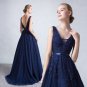 Deep V-Neck Wedding Gown Sleeveless Backless Embroidery Sweep-Train Bridal Gown D2015856