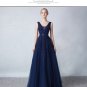 Deep V-Neck Wedding Gown Sleeveless Backless Embroidery Sweep-Train Bridal Gown D2015856