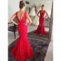 Lace V Neck Evening Dress Open Back Mermaid Long Prom Dresses D2015924