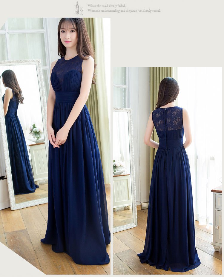 Long Bridesmaid Dresses Blue Purple A-line V-neck Corset Wedding Party Dress MB20181