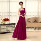 Long Bridesmaid Dresses Fuchsia A-line Corset One Shoulder Wedding Party Dress MB20183