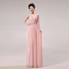 Long Bridesmaid Dresses Pink A-line Corset One Shoulder Wedding Party Dress MB20183