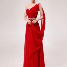 Long Bridesmaid Dresses Red A-line Corset One Shoulder Wedding Party Dress MB20183