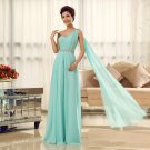 Long Bridesmaid Dresses Light Blue A-line Corset One Shoulder Wedding Party Dress MB20183