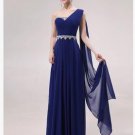 Long Bridesmaid Dresses Royal Blue A-line Corset One Shoulder Wedding Party Dress MB20183