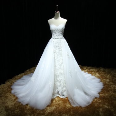 Sweetheart Wedding Dress Strapless Fold Backless A-Line Bridal Dresses D2018738
