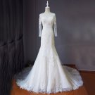 3/4 Sleeves Lace Bridal Gowns Tulle Appliques Trumpet Mermaid Wedding Gowns 2018
