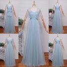 Long Bridesmaid Dresses Sky Blue A-line Corset Different Straps Wedding Party Dress Long Bridesmaid Dresses Sky Blue A-line Corset Different Straps Wedding Party Dress