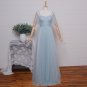 Long Bridesmaid Dresses Sky Blue A-line Corset Different Straps Wedding Party Dress