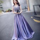 A-line Formal Gown Lilac Satin Lace Beading Long Mother of the bride Lady Party Prom Dress 2018