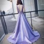 A-line Formal Gown Lilac Satin Lace Beading Long Mother of the bride Lady Party Prom Dress 2018
