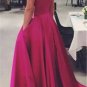 Off Shoulder Party Gowns Long Fuchsia Satin Prom Evening Dresses 2018 New