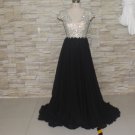 Cap Sleeves Party Gowns Long Black Chiffon Beaded Crystals Prom Evening Dresses 2018 New Cap Sleeves Party Gowns Long Black Chiffon Beaded Crystals Prom Evening Dresses 2018 New