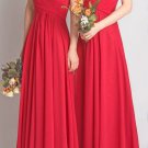 Long Bridesmaid Dresses Coral Blue Purple Wine A-line Corset  Chiffon Wedding Long Party Dress