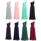 Long Bridesmaid Dresses Coral Blue Purple Wine A-line One Shoulder Chiffon Wedding Party Dress