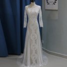 V-Neck Wedding Dresses Chiffon and Satin Long Sleeve Backless Bridal Gowns D2015838