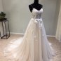 Blush Wedding Dress Sheer Bodice Spaghetti Lace Bridal Gowns Travel Lace Wedding Gown H18521