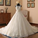 Lace Wedding Dress Sheer Neckline Luxury Bridal Ball Gowns Wedding Gown H19127