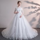 Lace Wedding Dress Sheer Bodice 3/4 Sleeves Bridal Gowns Empire Maternity Wedding Gown H1948