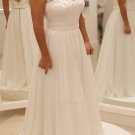 Lace Wedding Dress Cap Sleeves Bridal Gowns Pearls Sash Boho Beach Wedding Gown H1942