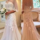 Lace Wedding Dress Dots Shawl Bridal Gowns Lace Appliques Boho Beach Wedding Gown H1943