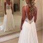 Lace Wedding Dress Sleeveless Bridal Gowns Sheer Bodice Boho Beach Wedding Gown H1944