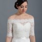 Bridal Vest Short Sleeve Length Alencon Lace Hollow Back white ivory Wedding Bolero Jacket RJ19