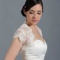 Bridal Vest Short Sleeve Length Alencon Lace Hollow Back white ivory Wedding Bolero Jacket RJ19