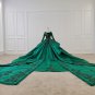 Long Sleeves Wedding Dress Green Lace Bridal Gowns Satin Wedding Gown 2021 H2059