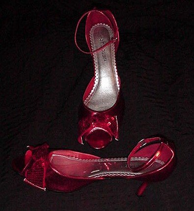 red sequin stilettos