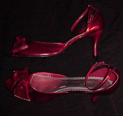 red sequin stilettos