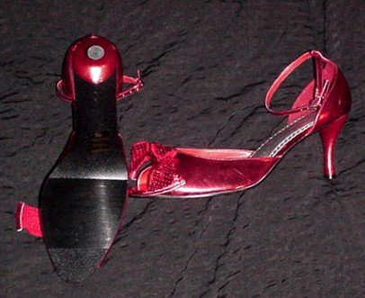 red sequin stilettos