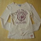 Hollister Lake Tahoe Ski School Juniors S Small Beige Logo Shirt LS Top Girls