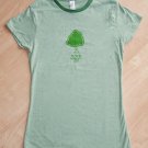 Tree Hugger T-Shirt Green Juniors Graphic Cap Sleeve Top M or L NWOT