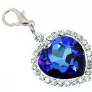 Heart of the Ocean Pet Collar Pendant Blue Sapphire Swarovski Cat Dog Tag