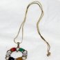 14K YELLOW GOLD MULTI-COLORED JADE NECKLACE PENDENT & CHAIN 14KT NO SCRAP HERE!