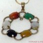 14K YELLOW GOLD MULTI-COLORED JADE NECKLACE PENDENT & CHAIN 14KT NO SCRAP HERE!