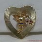 VINTAGE 14K YELLOW GOLD SAPPHIRE RUBY MOTHERS BROOCH HEART ANGEL PIN NO SCRAP!