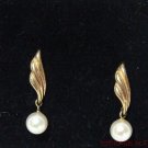 VINTAGE 14K YELLOW GOLD & CULTURED PEARL EARRINGS 14KT NO SCRAP HERE!
